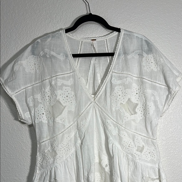 Free People Serenity Embroidered Cotton Minidress M - Picture 3 of 9